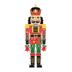 Colorful Christmas Nutcracker Soldier Toy Illustration.