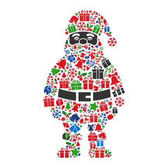 Festive Santa Claus Silhouette Filled with Christmas Icons.