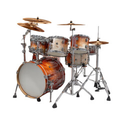 A set of drums with a white drum in the middle