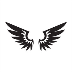 Fototapeta premium Stylized black angel wings silhouette on white background