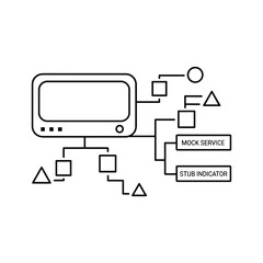 Fototapeta premium Diagram illustrating mock service and stub indicator concepts in software development and testing