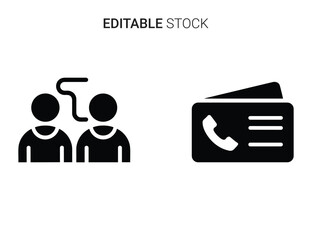 Beautiful silhouette vector of two person icon and business card icon set isolated on