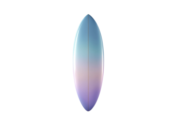 Colorful surfboard with blue and purple gradient design, isolated for summer fun