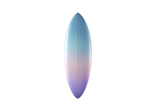 Colorful surfboard with blue and purple gradient design, isolated for summer fun