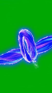 Abstract stylized energetic wave pattern with a persistence of vision afterimage effect isolated on a chromakey green screen background for easy compositing glowing, horizontal movement, fluid motion