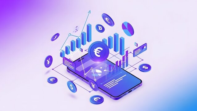 Cryptocurrency and digital money app showing finance and investment data analysis