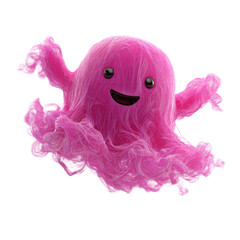 A pink monster with a big smile on its face