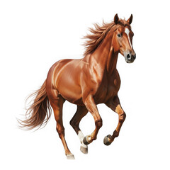 Obraz premium 3d majestic chestnut horse galloping isolated on transparent background