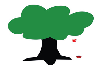 vector tree with green leaves