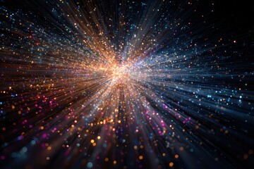 Obraz premium Vibrant Abstract Light Beam with Scattered Cosmic Particles