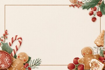 Christmas Menu Template with Gingerbread Cookies and Festive Decor
