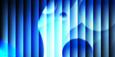 Abstract Blue Stripes with Glowing Spheres and Light Rays, Futuristic Digital Art