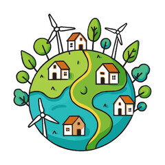 Eco Village Globe Vector