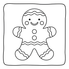 Smiling Gingerbread Cookie Outline | Easy Christmas Coloring Activity Sheet