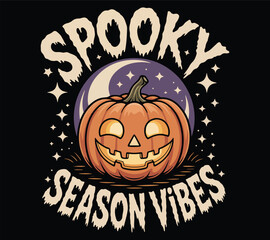 Spooky season vibes T-shirt design. Fall T-shirt design.