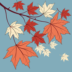 Fall Leaf Overlay on Blue Backdrop