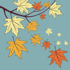 Fall Leaf Overlay on Blue Backdrop