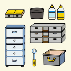 Abstract geometric design with cyan magenta yellow and black elements