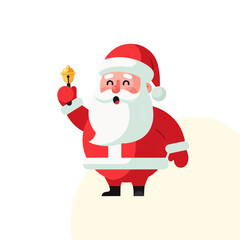 Obraz premium Happy Santa Claus Ringing a Golden Bell for Christmas.