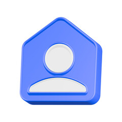 3d rendering icon user home blue color