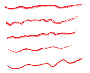 Hand-drawn brush shapes set &mdash; raw textured red ink scribbles and abstract elements