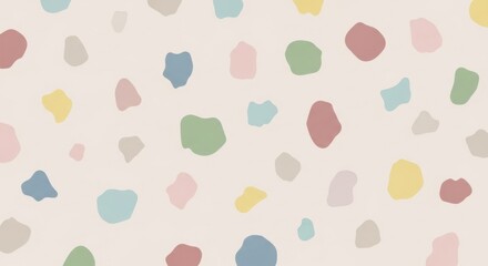 Pastel colored confetti fragments scattered randomly on a white background creating a playful and