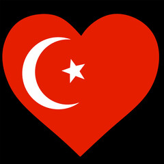 ilustration of Heart Shape Flag of Turkey , Love for Turkey, Turkey Pride Icon