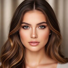 Fototapeta premium Portrait of a Beautiful Woman with Flawless Skin and Natural Makeup.