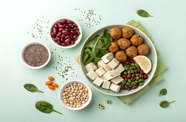 Nutrient-Rich Bowl: A visually appealing composition of a wholesome and balanced meal, showcasing an array of fresh ingredients for a healthy lifestyle.