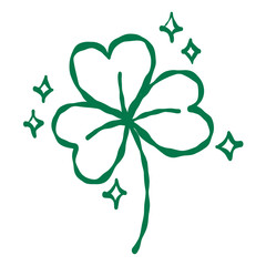 glowing four leaf clover illustration shining lucky charm botanical green line art for good fortune wishes and new year blessings