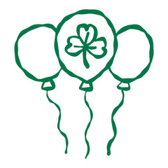 Shamrock balloon trio floating with light playful lucky charm energy perfect for celebrations good fortune wishes and cheerful positive moments