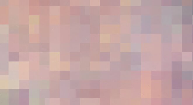 A pixelated abstract background composed of various shades of pink and muted colors