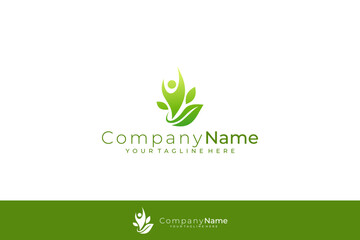 People care logo and leaf design combination, green nature logos