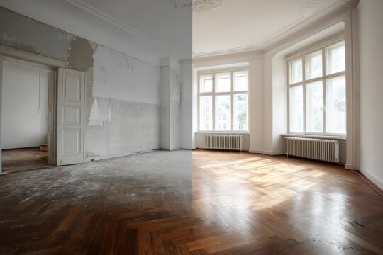 Home Refurbishment Empty Room Transformation Before After Split
