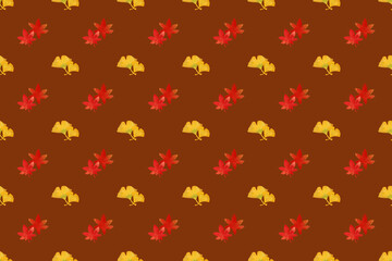 Autumn seamless pattern. Red and yellow leaves pattern watercolor illustration for wrapping paper, textile prints, banners, backgrounds