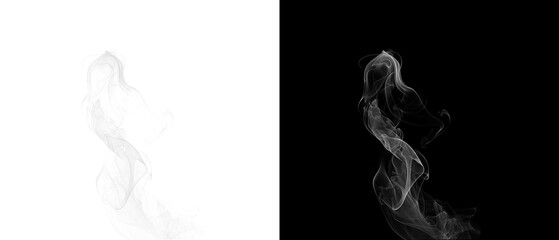 Obraz premium Two ghostly white wisps of smoke rising against a black background