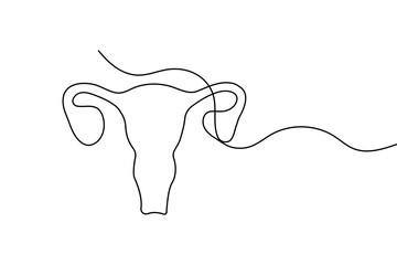 Minimalist women's uterus continuous one line drawing with simple outline vector illustration
