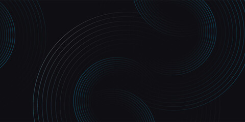 Blue abstract background with circular lines, technology futuristic template. Vector element; illustration