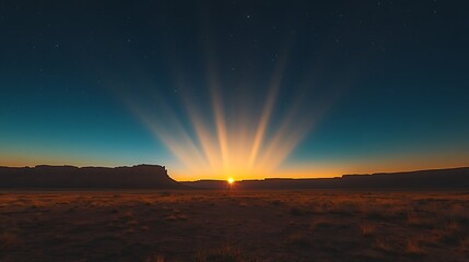 Naklejka premium Desert sunrise with starburst effect high resolution image