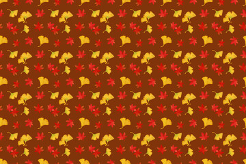 Autumn seamless pattern. Red and yellow leaves pattern watercolor illustration for wrapping paper, textile prints, banners, backgrounds