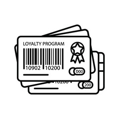 Loyalty program cards with barcode isolated on white background