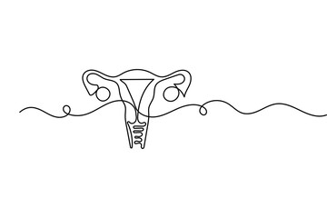 Minimalist women's uterus continuous one line drawing with simple outline vector illustration
