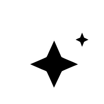 Two black stars on a white plain background view on transparent background silhouette