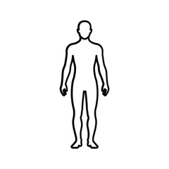 Outline icon of a human body figure representing a person or male anatomy, isolated on