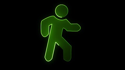Green pedestrian crossing sign icon illustration silhouette of running person or emergency exit symbol - Powered by Adobe