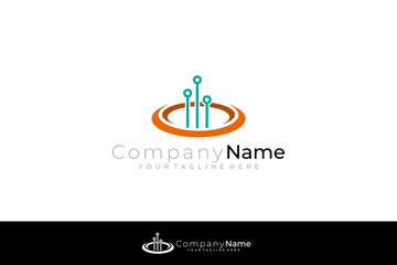 technology logo with circular lines and sophistication