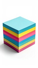 Stack of colorful sticky notes.  A square stack of assorted  pastel sticky notes