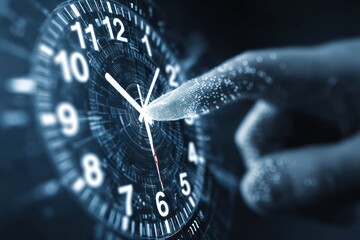 Digital Transformation Clock on Abstract Tech Background