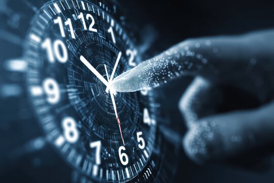 Digital Transformation Clock on Abstract Tech Background