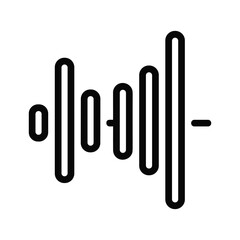 Simple black line icon representing audio waveform or sound equalizer bars isolated on